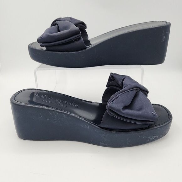 Kate Spade New York bikini platform wedge sandal Navy Womens Size 9.5 - Picture 1 of 7